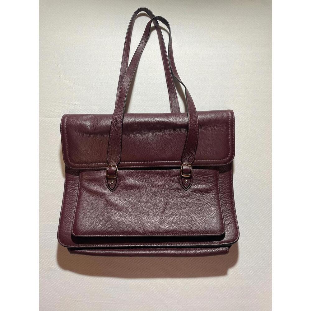 Levenger Burgundy Leather Tote Bag
